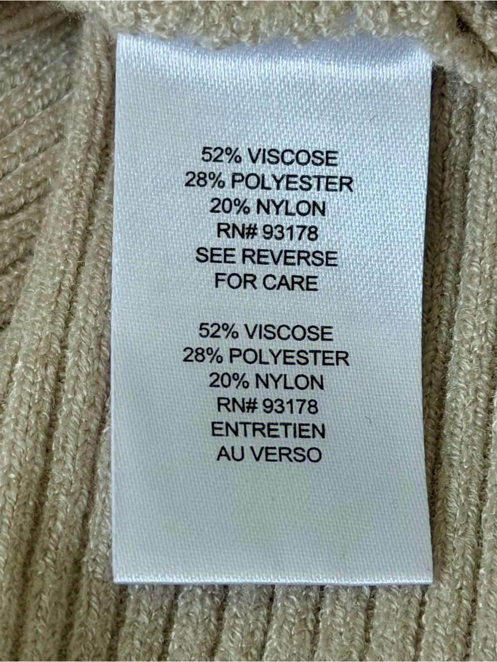 Tahari Dolman Sleeve Ribbed Sweater Womens Size L Beige Braided Quiet Luxury - Picture 10 of 10